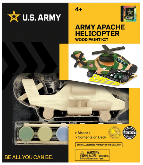 Army Apache Helicopter Wood Paint Kit