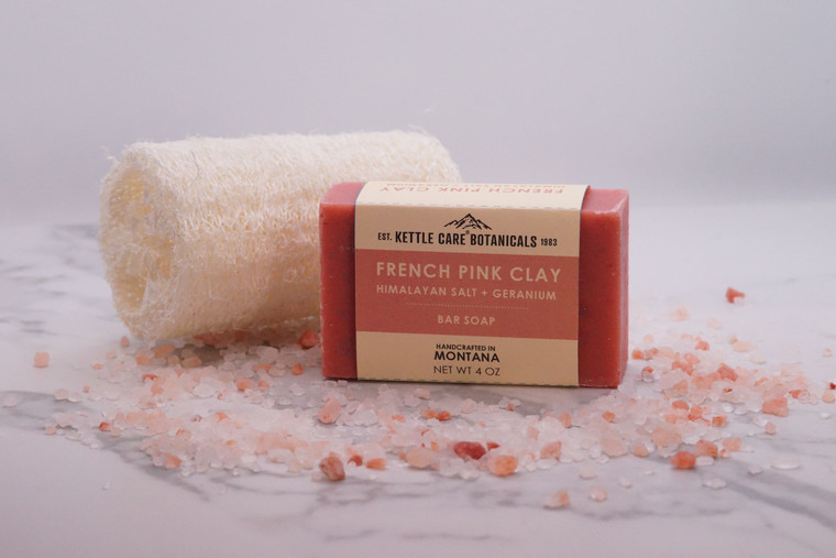 French Pink Clay Bar Soap w/ Himalayan Salt + Geranium