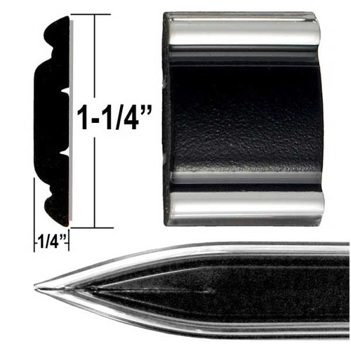 1-1/4" Wide Black / Chrome Body Side Molding Two 13' Strips, Trim Gard® # 1302