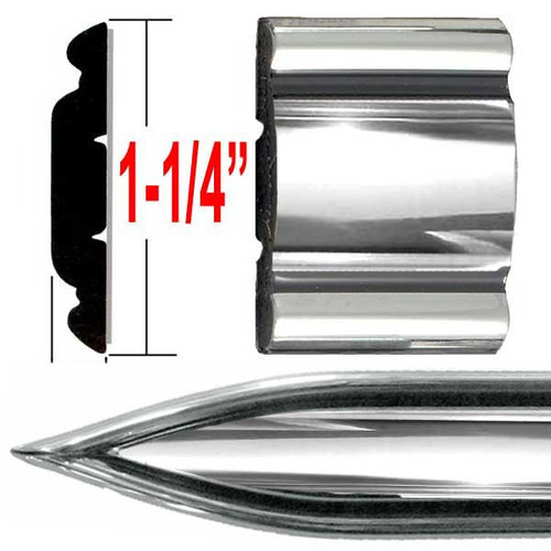 1-1/4" Wide Chrome-Black Body Side Molding Two 13' Strips, Trim Gard® # 1301