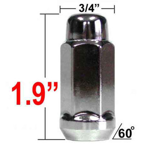 West Coast Wheel® 14mm x 1.5 Chrome Lug Nuts Tapered (60°) Seat Right Hand Thread Chrome Sold Individually #W1014L