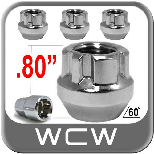 West Coast Wheel® 1/2" x 20 Wheel Locks Tapered (60°) Seat Right Hand Thread Chrome Set of 4 w/Key #W2012AL