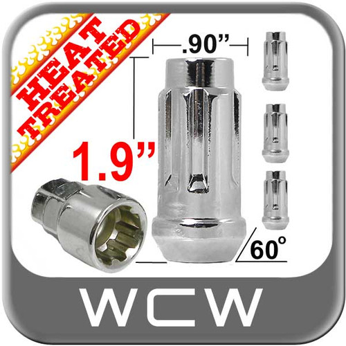 West Coast Wheel® 1/2" x 20 Wheel Locks Tapered (60°) Seat Right Hand Thread Chrome Set of 4 w/Key #W2012LM