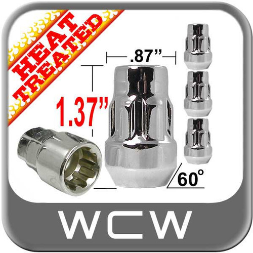 West Coast Wheel® 12mm x 1.25 Wheel Locks Tapered (60°) Seat Right Hand Thread Chrome Set of 4 w/Key #W2125L