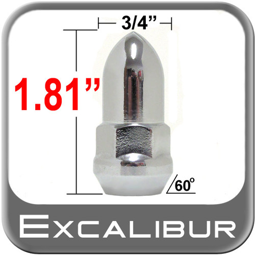 Excalibur® 1/2" x 20 Chrome Lug Nuts Tapered (60°) Seat Left Hand Thread Chrome Sold Individually #1935