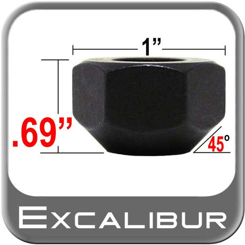 Excalibur® 1/2" x 20 Black Lug Nuts Tapered (45°) Seat Right Hand Thread Black Sold Individually #3404