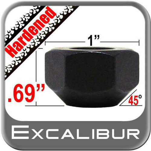 Excalibur® 1/2" x 20 Black Lug Nuts Tapered (45°) Seat Right Hand Thread Black Sold Individually #3404HD