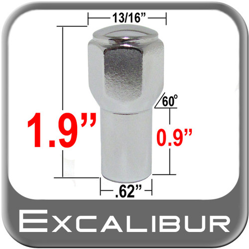 Excalibur® 1/2" x 20 Chrome Lug Nuts Mag E-T (w/60° Taper) Seat Right Hand Thread Chrome Sold Individually #7304
