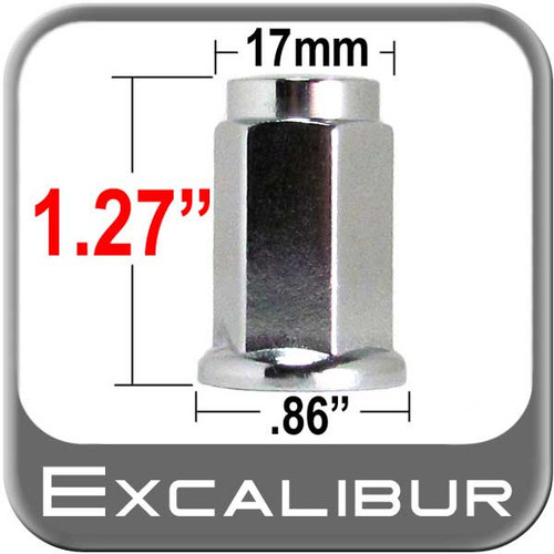 Excalibur® 1/2" x 20 Chrome Lug Nuts Flat (Flanged) Seat Right Hand Thread Chrome Sold Individually #98-0011