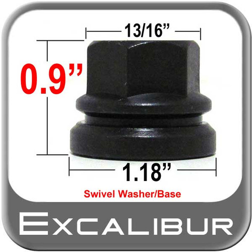 Excalibur® 1/2" x 20 Black Lug Nuts Flat (Flanged) Seat Right Hand Thread Black Sold Individually #98-0025