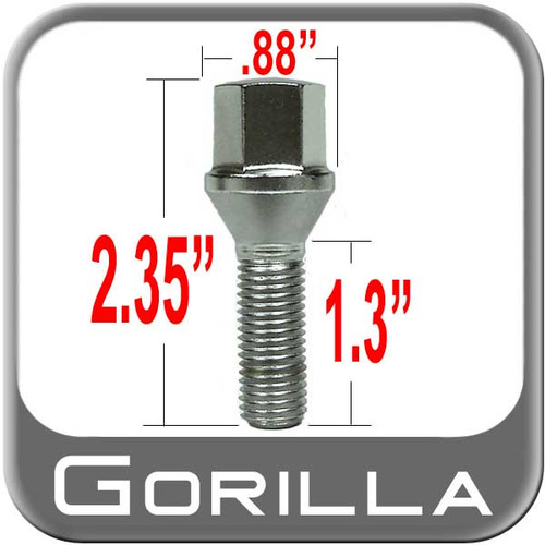 Gorilla® 12mm x 1.5 Lug Bolt Tapered (60°) Seat Right Hand Thread Chrome Sold Individually #17015