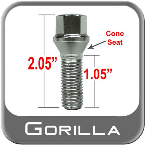 Gorilla® 14mm x 1.5 Bolt Lug Tapered (60°) Seat Right Hand Thread Chrome Sold Individually #17018