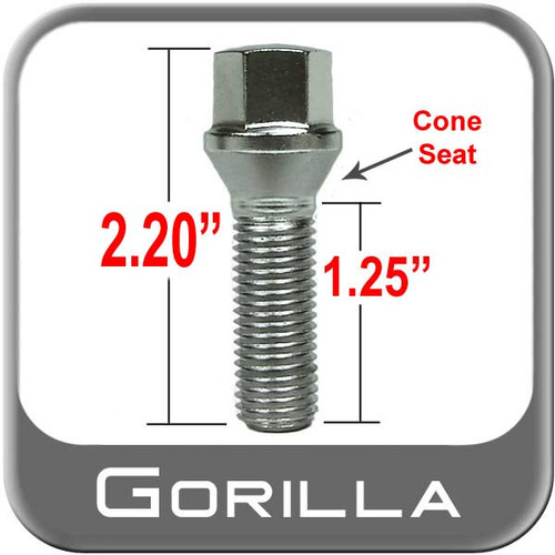 Gorilla® 14mm x 1.5 Bolt Lug Tapered (60°) Seat Right Hand Thread Chrome Sold Individually #17020