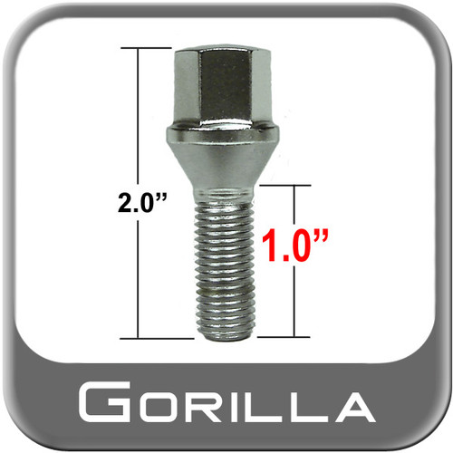 Gorilla® 12mm x 1.75 Wheel Bolt Tapered (60°) Seat Right Hand Thread Chrome Sold Individually #17060