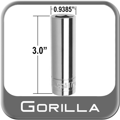 Gorilla® Thin Wall Socket 17mm Hex Socket w/1/2" Drive Sold Individually #17SKT