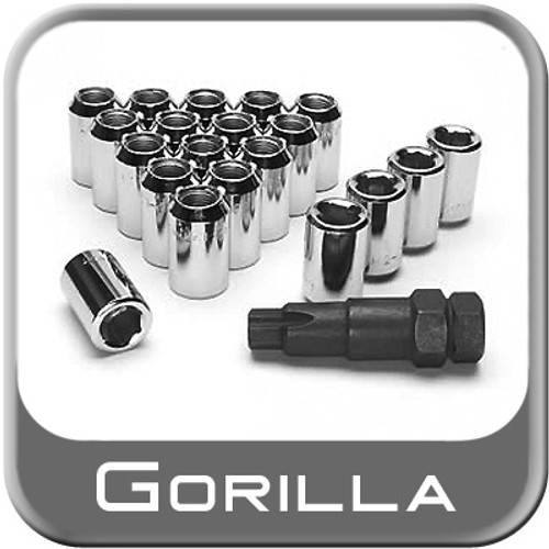 Gorilla® 12mm x 1.5 Hex Socket Tuner Lug Nut & Lock Set Tapered (60°) Seat Right Hand Thread Chrome 4 Locks, 16 Nuts #20733