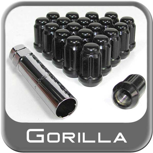 Gorilla® 12mm x 1.5 Wheel Locks Tapered (60°) Seat Right Hand Thread Black 20 Locks w/Key #21633BC