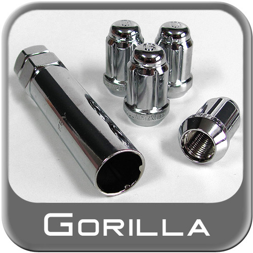 Gorilla® 1/2" x 20 Wheel Locks Tapered (60°) Seat Right Hand Thread Chrome 4 Locks w/Key #21681SD