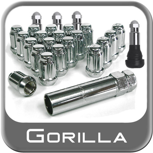 Gorilla® 12mm x 1.5 Small Diameter Wheel Installation Kit Tapered (60°) Seat Right Hand Thread Chrome 4 Locks, 16 Nuts, 4 Valve Stems #21933SD