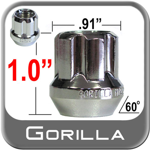 Gorilla® 14mm x 1.5 Lug Nuts Tapered (60°) Seat Right Hand Thread Chrome Sold Individually #26048SD