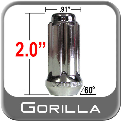 Gorilla® 12mm x 1.75 Lug Nuts Tapered (60°) Seat Right Hand Thread Chrome Sold Individually #26168HT