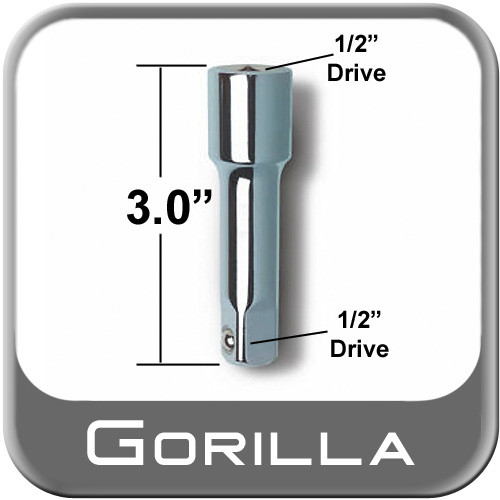 Gorilla® Power Wrench Extension 3" Long x 1/2" Drive Sold Individually #3EXT