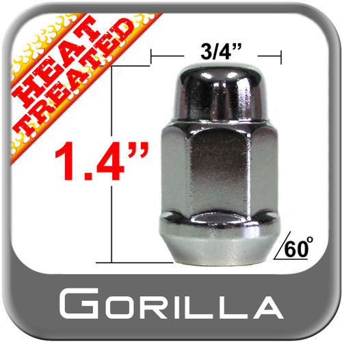 Gorilla® 7/16" x 20 Chrome Lug Nuts Tapered (60°) Seat Right Hand Thread Chrome Sold Individually #41178HT