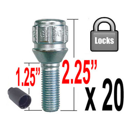 Gorilla® 14mm x 1.5 Lug Bolt Locks Tapered (60°) Seat Right Hand Thread Chrome 20 Locks w/Key #47020N-20