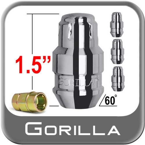 Gorilla® 7/16" x 20 Wheel Locks Tapered (60°) Seat Right Hand Thread Chrome 4 Locks w/Key #61671N