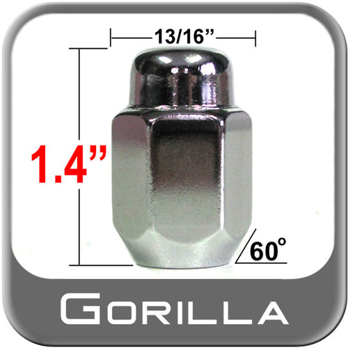Gorilla® 7/16" x 20 Chrome Lug Nuts Tapered (60°) Seat Right Hand Thread Chrome Sold Individually #71178