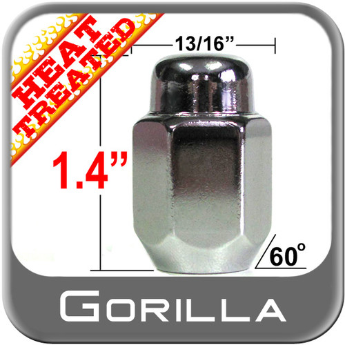 Gorilla® 7/16" x 20 Chrome Lug Nuts Tapered (60°) Seat Right Hand Thread Chrome Sold Individually #71178HT