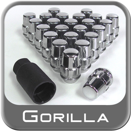Gorilla® 12mm x 1.25 Wheel Locks Tapered (60°) Seat Right Hand Thread Chrome 24 Locks w/Key #71624N