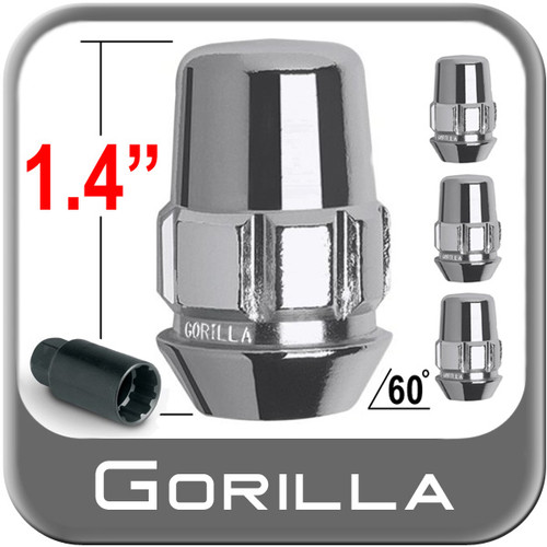 Gorilla® 7/16" x 20 Wheel Locks Tapered (60°) Seat Right Hand Thread Chrome 4 Locks w/Key #71671N