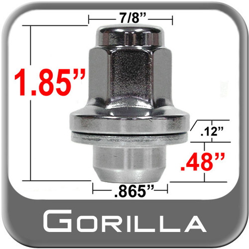 Gorilla® 14mm x 1.5 Chrome Lug Nuts Mag Seat Right Hand Thread Chrome Sold Individually #73148TXX