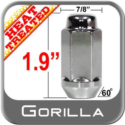 Gorilla® 1/2" x 20 Chrome Lug Nuts Tapered (60°) Seat Right Hand Thread Chrome Sold Individually #76188HT