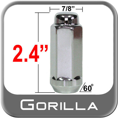 Gorilla® 9/16" x 18 Chrome Lug Nuts Tapered (60°) Seat Right Hand Thread Chrome Sold Individually #76198XL