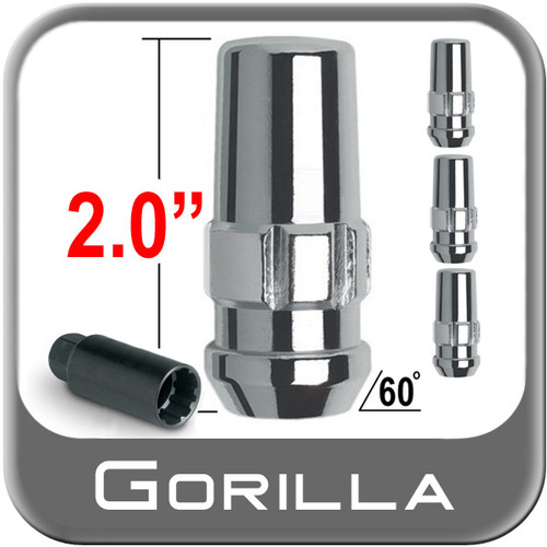 Gorilla® 14mm x 1.5 Wheel Locks Tapered (60°) Seat Right Hand Thread Chrome 4 Locks w/Key #76641N