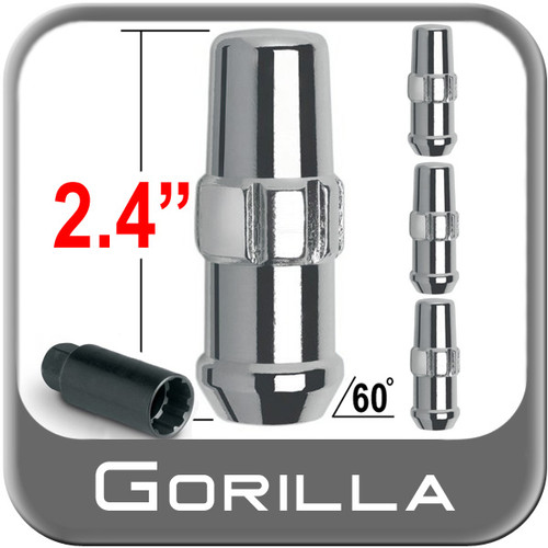Gorilla® 9/16" x 18 Wheel Locks Tapered (60°) Seat Right Hand Thread Chrome 4 Locks w/Key #76691XL