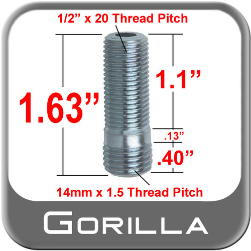 Gorilla® Silver Wheel Stud Open (Female) Sold Individually #77748N