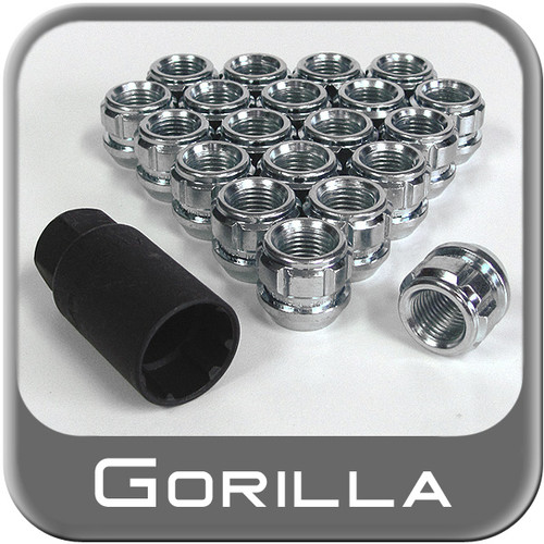 Gorilla® 12mm x 1.5 Wheel Locks Tapered (60°) Seat Right Hand Thread Silver 20 Locks w/Key #78633N