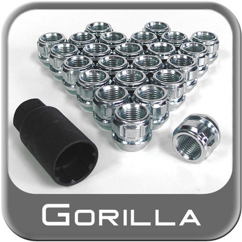 Gorilla® 12mm x 1.5 Wheel Locks Tapered (60°) Seat Right Hand Thread Silver 24 Locks w/Key #78634N