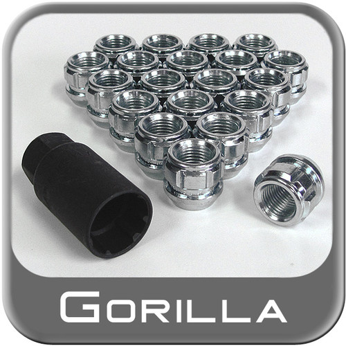 Gorilla® 12mm x 1.75 Wheel Locks Tapered (60°) Seat Right Hand Thread Silver 20 Locks w/Key #78663N