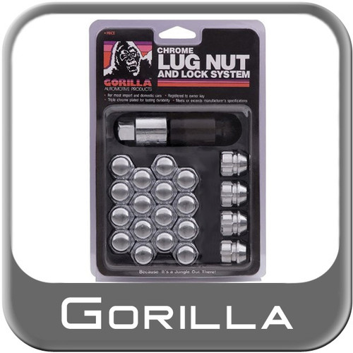 Gorilla® 14mm x 1.5 Lug Nut & Lock Set Tapered (60°) Seat Right Hand Thread Silver 4 Locks, 16 Nuts #90743