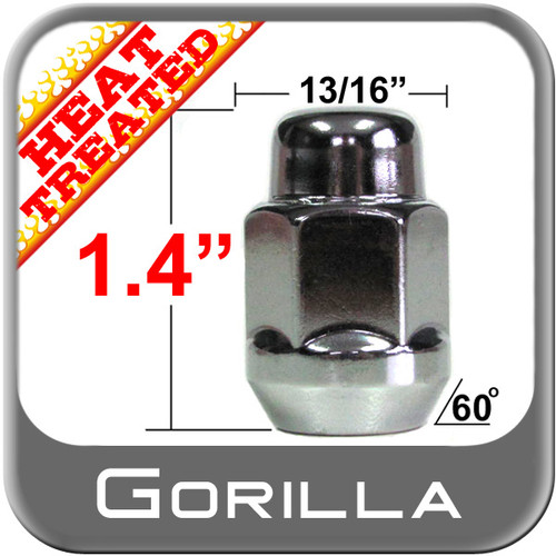 Gorilla® 9/16" x 18 Chrome Lug Nuts Tapered (60°) Seat Right Hand Thread Chrome Sold Individually #91198HT