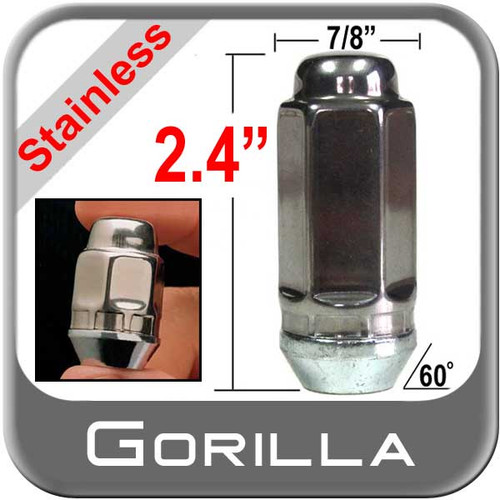 Gorilla® 14mm x 1.5 Stainless Steel Lug Nuts Tapered (60°) Seat Right Hand Thread Stainless Steel Sold Individually #96148XLSS