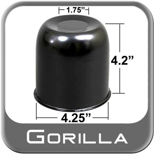 Gorilla® Black Wheel Hub Cover Recessed w/Emblem Indentation Cylindrical w/Tapered Tip Sold Individually #HC202BC