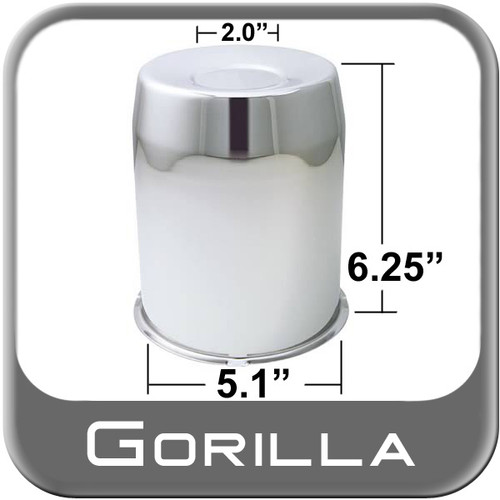 Gorilla® Chrome Wheel Hub Cover Recessed w/Emblem Indentation Cylindrical w/Tapered Tip Sold Individually #HC211LA