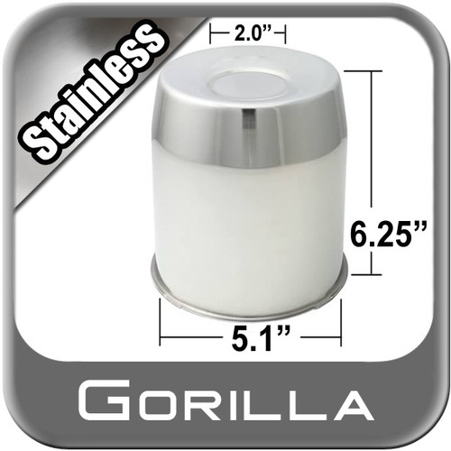 Gorilla® Stainless Wheel Hub Cover Recessed w/Emblem Indentation Cylindrical w/Tapered Tip Sold Individually #HC211LSS