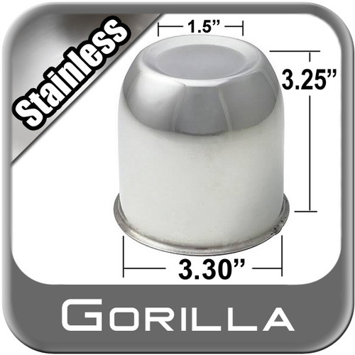 Gorilla® Stainless Wheel Hub Cover Recessed w/Emblem Indentation Cylindrical w/Tapered Tip Sold Individually #HC216SS