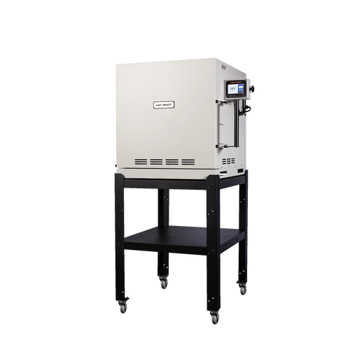 Hot Shot HS-18A kiln with side-opening door and digital controller, shown on stainless steel stand Hot Shot HS-18A kiln with side-opening door and digital controller, shown on stainless steel stand